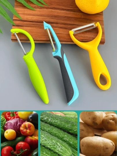 1/3 bucăți de curățat din oțel inoxidabil îngroșat și ascuțit, curățător de pepene de uz casnic, curățător de fructe, curățător de cartofi, cuțit de curățat instrument magic, curățare super rapidă, alimente, bucătărie de Ziua Mamei