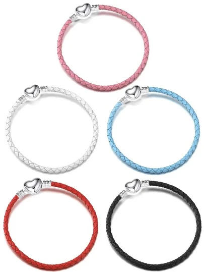 1pc Fashionable Handmade Leather Woven Heart Shaped Friendship Bracelet Foundation Chain, Perfect For Couples, Best Friends Diy Bracelet Making Valentines,Mom,Mother,Mother's Day,Gift
