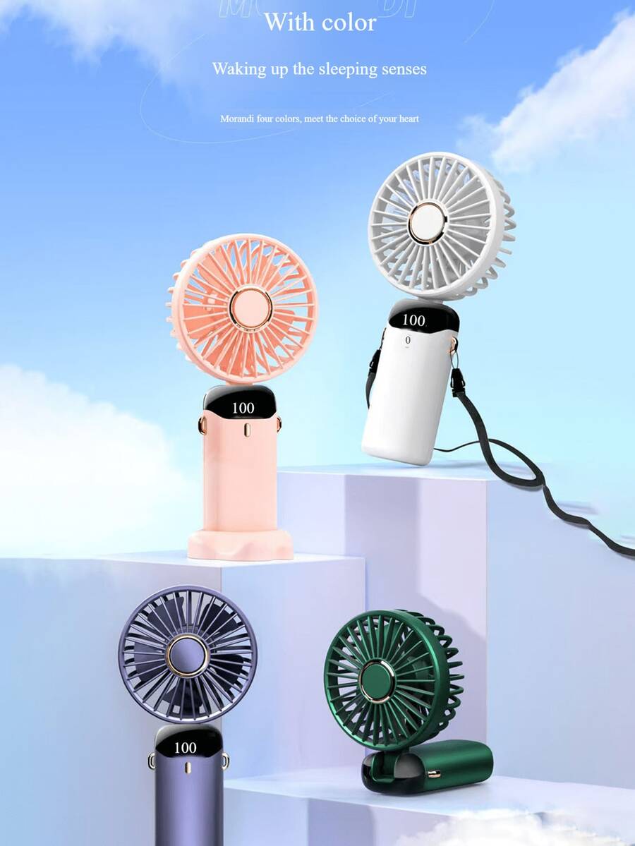 便携式手持喷雾风扇，可充电旅行喷雾风扇，电池供电个人喷雾风扇，5 档速度，LED 显示屏，90° 可折叠冷却风扇，适用于户外露营、家庭、办公室