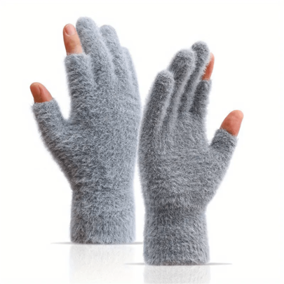 1 Paar unisex Winter Warm Touchscreen Handschuhe mit Zwei-Finger-Design, thermisch gefüttert, kältebeständig