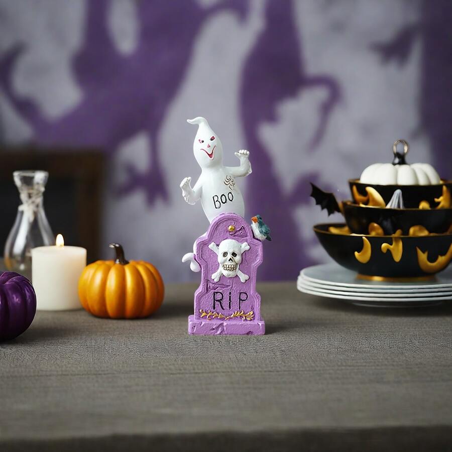 Spooky Graveyard Prop With Bird Accent For Halloween Decorations, Creates Holiday Atmosphere Home Decor Fall Decor Room Decor - Multicolor - View 1