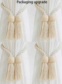 1/2/4/8 szt. Magnetyczne uchwyty do zasłon okiennych, proste drewniane klamry z frędzlami, odpowiednie do sypialni, salonu, kuchni i dekoracji domu