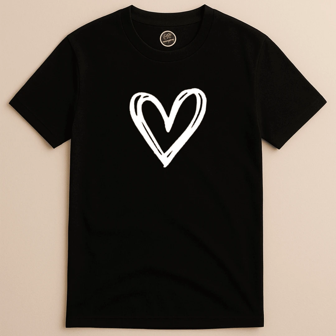 Unisex Kids Youth T-Shirt Heart Love Love Big Fashion Love - 黑色 - 查看 1