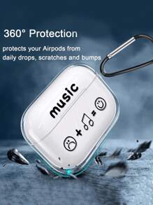 Locking Musical Smiling Face Graffiti Design Shockproof Protective Case Compatible With Airpods Bluetooth Earphone, Scratch-Resistant And Anti-Drop