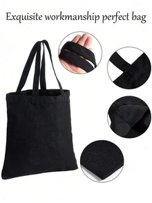 定制照片,DIY,生日礼物,情人节,送女朋友,男朋友,小孩,母亲节,父亲节,万圣节,圣诞节,女士单肩包,女士手提包,适合旅行,适合逛街,大容量,可折叠包,轻便,时尚,简约,百搭,适合派对,组合,包包 - 黑色 - 查看 7