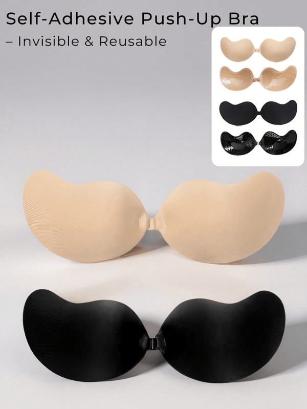 1 Pair Women's Reusable Adhesive Bra, Hypoallergenic Glue, Won't Fall Off, Suitable For Wedding Dresses, Camisoles, Back To School, Black Lingerie, Halloween Costumes
