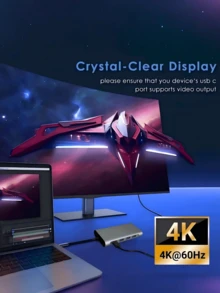 1pc 11-In-1 USB Hub, USB3.0 Computer Adapter Splitter, USB Charger, Network Port, Power Adapter, 5V 0.5A Charging Station, With SD/TF Card Reader, Type-C 3.1, PD 2.0/3.0 Fast Charging, Compatible With Laptops, Pro, IMac, IPad Pro And Other USB-C Devices