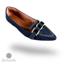 Women's Pointed Toe Talita Jeans Elegant Business Office Buckle Flats - Jeans - 查看 6