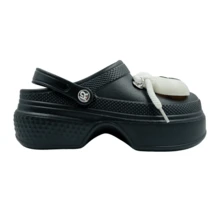 Sandalia Plataforma Chunky  Pines Ojos Cordones Moda Dama Mujer Chancla Ligera - Negro - Ver 2