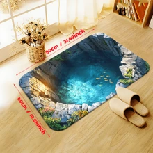 1pc Retro Well Cover Mat - Non-Slip With Stunning Ancient Cave Design, Machine Washable Polyester Rug, Suitable For Bedroom, Bathroom Or Balcony Home Decor, Bedroom Carpet