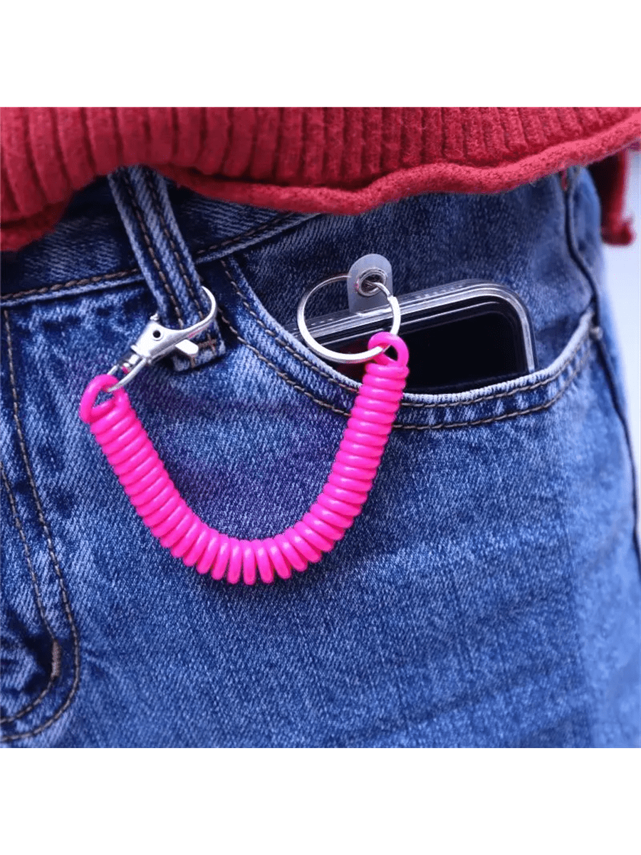 1 Stück multifunktionaler, bunter, elastischer, einziehbarer Schlüsselanhänger im Armband-Stil, Spiralförmige Stretchkette, unisex Handgelenkband, Telefonschlaufe, Taschenhänger, Schlüsselanhänger, Schlüsselorganisator, Rucksackdekoration