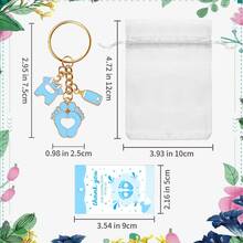 30pcs/10sets 10/20/30 Sets Baby Shower Favors With Design Key Chains With White Organza Bags And Thank You Tags Boys And Girls Baby Shower Party Favor Holiday Essentials Suitable For Shower Party Favors Birthdays And Event Decorations