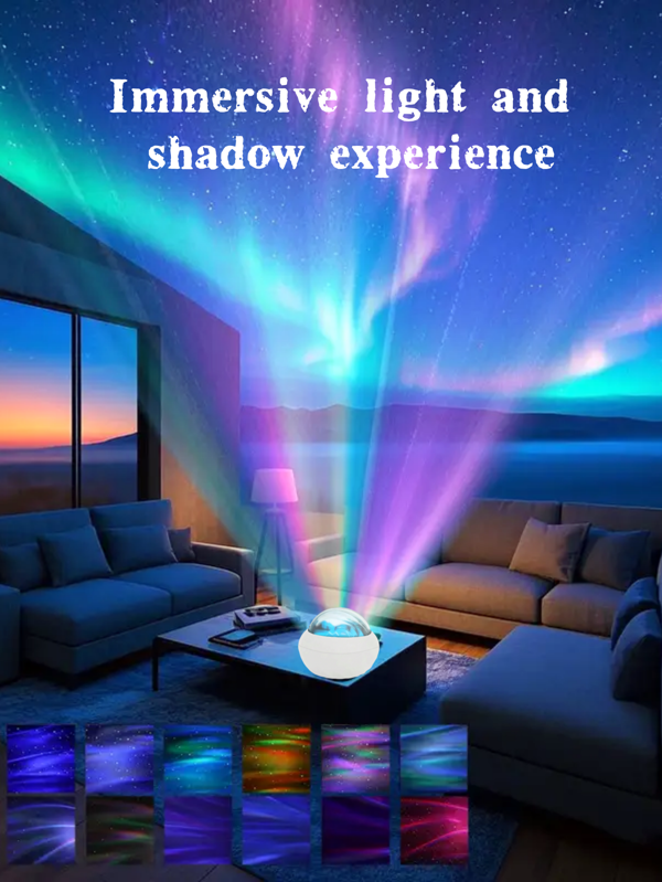 1pc Aurora Projector - Vivid Aurora Nightlight With Remote Control, USB Powered LED Atmosphere Lighting, Suitable For Room Decoration, Game Rooms, Home Cinemas, Ceilings, Parties, And Desk - Living Aurora Effect In Black Dome Design, Party Lighting | Atmosphere Lighting | Bedlight | LED Light | LED Room Light, Aurora Nightlight