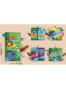 Libro de tela masticable con cola para bebé, juguete de dentición para educación temprana