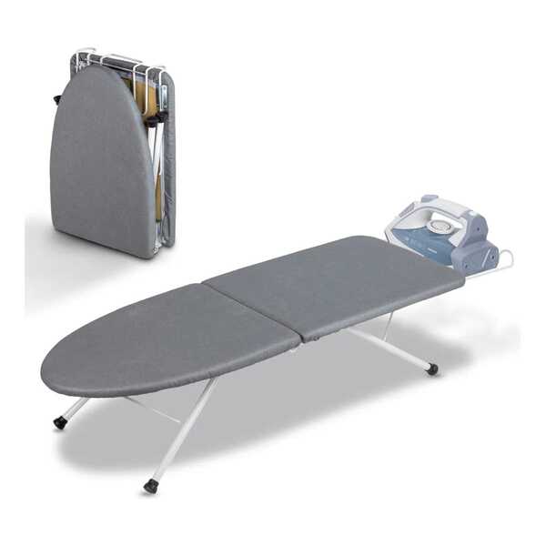 Burro de Planchar Ahorrador de Espacio: Tabla de Planchar Plegable, Ideal para Usar sobre la Mesa o la Cama, ¡Optimiza tu Espacio y Facilita Tus Tareas de Planchado!