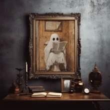 1 件马桶上的鬼魂印刷品 | 有趣的万圣节浴室装饰 | 复古万圣节墙壁艺术 | 可爱的鬼魂海报 | 万圣节装饰 | 万圣节海报 | 带框或不带框，房间装饰，家居装饰，大学宿舍公寓装饰，酒店、家庭、客厅、卧室、浴室和办公室墙壁装饰的礼物 - 彩色 - 查看 6