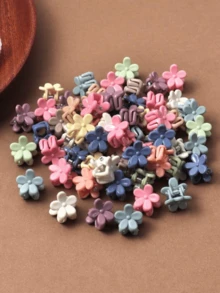 30pcs Random Color Mini Flower Hair Clips - Multicolor - View 3