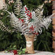 1/4/8PCS Sparkling Glitter Artificial 41cm Plants With Leaf,Fake ,Christmas Tree Decorations And Ornaments For Festival Wedding Party Home Indoor Dining Table, Room,Bedroom Decoration, Gift, Wreath, Rattan Diy Decoration Accessories,Christmas Tree And Christmas Plant Decor Home Decor Christmas Decorations