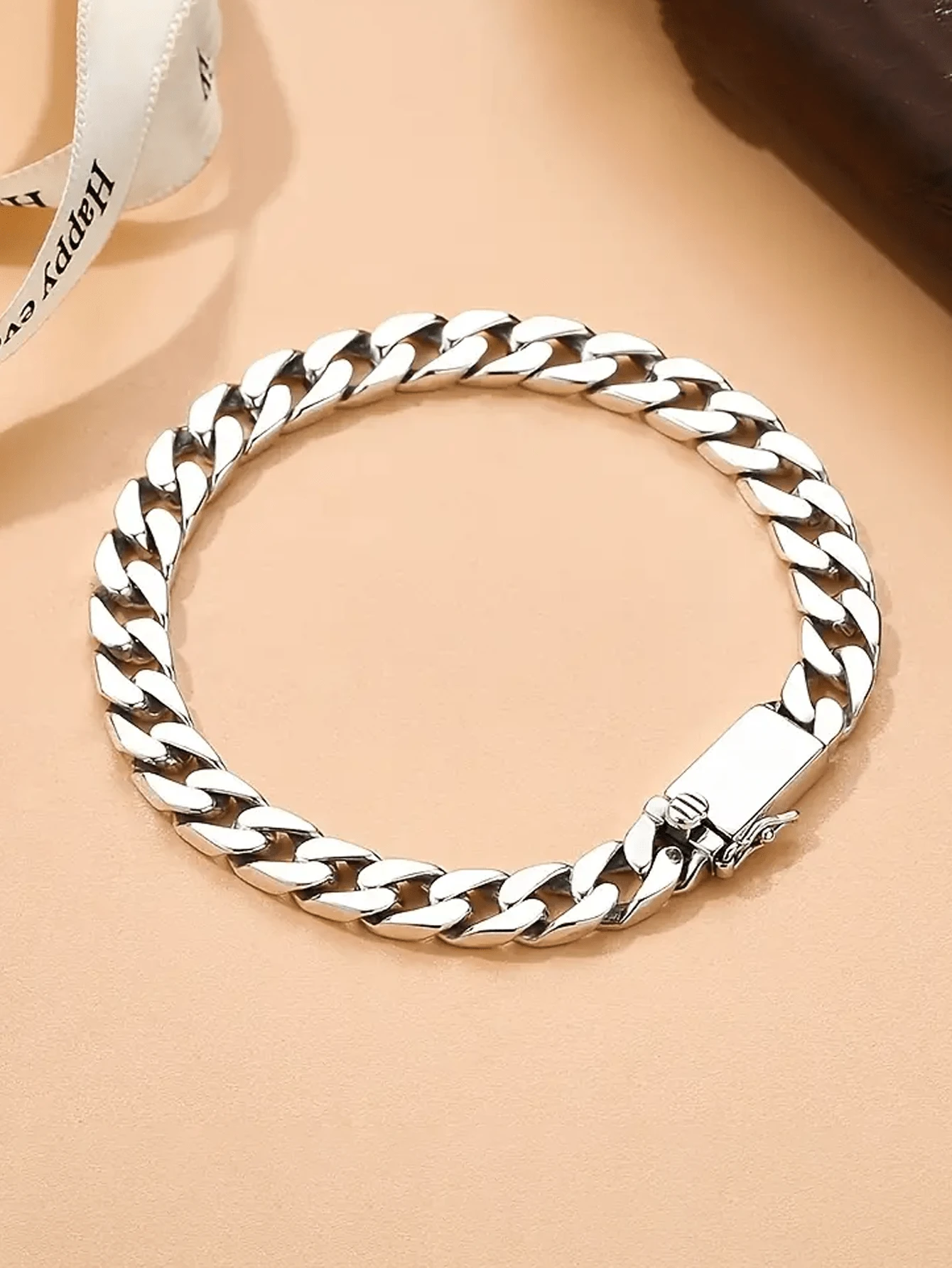 男孩复古经典迈阿密手链 - 复古风格铜扣设计，耐用抛光金属配件，适合日常和派对佩戴，多功能全年装饰