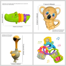 1 套婴儿摇铃玩具，全新动物造型，早教感官摇铃，新生儿必备，婴儿抓握训练，手摇摇铃玩具套装，适合日常玩耍，生日/万圣节/复活节/圣诞节礼物，适合男孩和女孩（部分颜色随机）