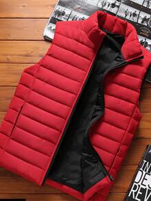 2pcs Men's Padded Vest, Lightweight Padded Coat For Autumn Winter, Reversible Design,Fleece - Multicolor - View 4