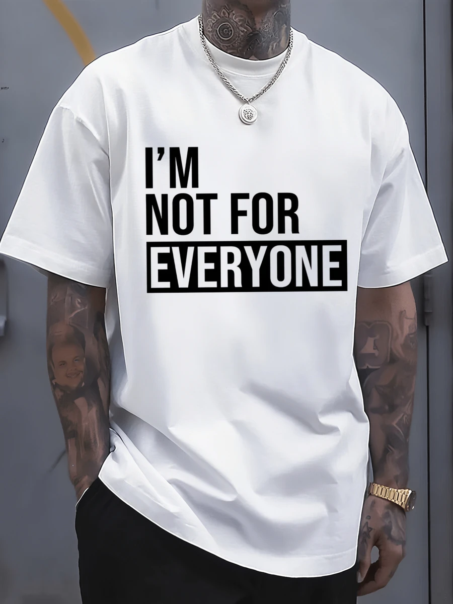 220 Grams Round Neck Short Sleeve Men's T-Shirt, Creative Printing Pattern, Simple Design, Knitting Process, Soft And Comfortable, Suitable For Campus Wear, Party Gathering, Daily Wear, A Good Choice For Family And Friends - 白色 - 查看 1