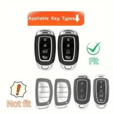 For H Y U N D A I Key Fob Cover - Durable TPU Case For Elantra GT, For Kona, For Palisade, For Venue, For Veloster - 4-Button Design Car Key Accessory Exquisite High-End Keybag Suitable For Both Men And Women - Keychain 6 - View 7
