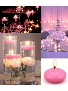 20pcs/10pcs/5pcs Oval Pink Water Floating Candles, Paraffin Wax Candles, Ideal For Home Decoration, Wedding, Aromatherapy Gifts, Romantic Atmosphere For Festival, Valentine Dinner, Water Floating Candles