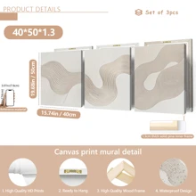 3pcs/Set Modern Wall Art Posters - Abstract Prints White Texture Asymmetric Art, Minimalism, Bohemian Art, Boho Wall Art, Bohemian Art Prints, Framed Or Unframed, Room Decor, Home Decor, College Dorm Apartment Decor, Gifts For Wall Decoration In Hotel, Home, Living Room, Bedroom, Bathroom And Office