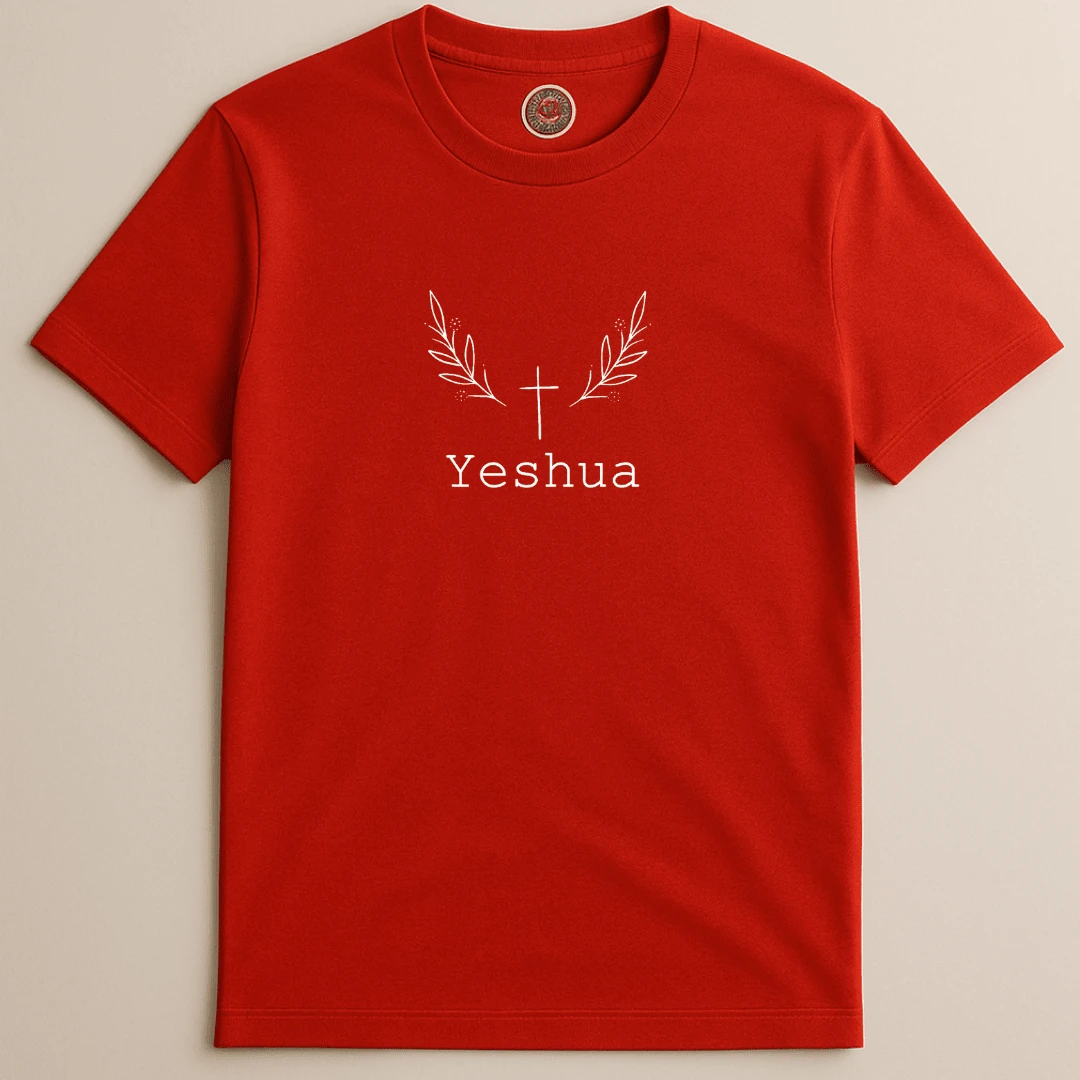 Unisex Youth T-Shirt Yeshua Cross Wings Jesus Christ Christian Fashion Printed - 紅色 - 查看 1