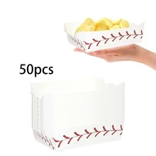 10 piezas/20 piezas/50 piezas Bandejas de papel desechables con estilo de béisbol para servir alimentos, bandejas en forma de barco para juegos deportivos, fiestas, servir alimentos, verde, para el hogar, bar, restaurante, juegos deportivos, decoración de fiesta de cumpleaños
