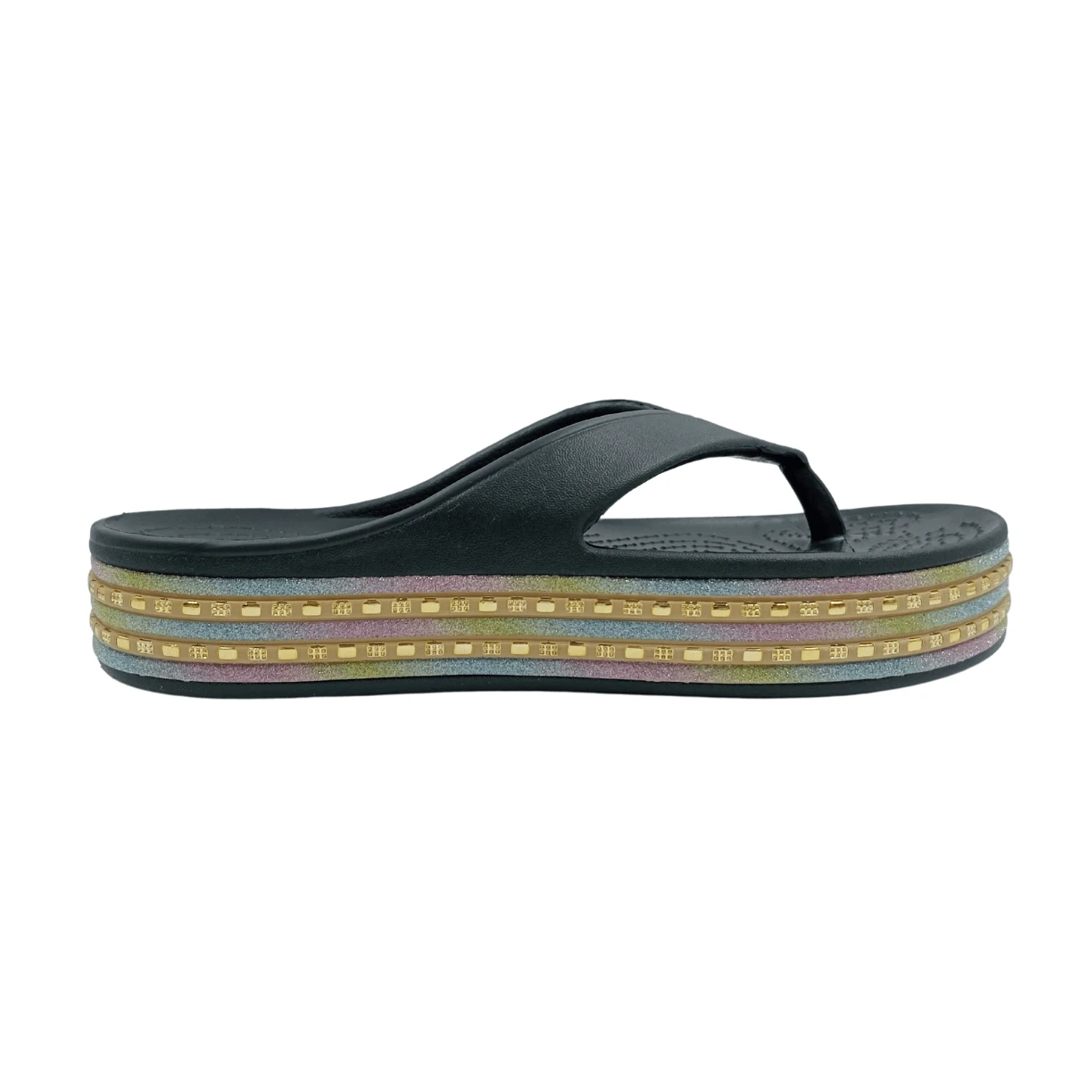 Sandalias Chanclas tipo Pata de Gallo Dama Mujer Con Plataforma Brillos Cómodas Suaves Moda para Baño y Playa