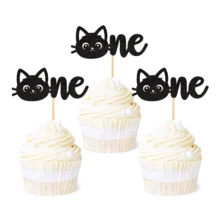 Decorações Topo de Cupcake "Miau" de Gatinho Fofo, Festa de Aniversário com Tema de Gato, Chá de Bebê, Decoração de Cenário de Festa