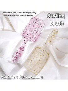 5 Stück/3 Stück/2 Stück/1 Stück Damen Kamm mit Cut Out Kristall, flauschiger hoher Kamm, mit glänzender Dekoration, transparente Haarbürste, Nylonborsten, ABS-Kunststoffgriff, kreisförmiges Hohldesign, Körperpflegeprodukt, Haarstylingmassagegerät für langes Haar, geeignet für feuchtes und trockenes Haar, normaler Haartyp