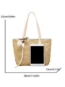 1件夏季草编包/大容量手工编织草编包/手提包女士度假沙滩包/日常通勤/出差/运动/健身/海滩/登机/购物