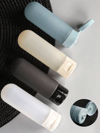 4pcs/3pcs Leak-Proof Squeeze Bottles For Shampoo, Conditioner, Lotion And Body Wash With Storage Bag For Travel Toiletries - 2.03 Oz Refillable Cosmetic Containers
