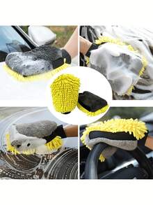 Chenille Car Wash Gloves, High-Quality Anti-Scratch Microfiber, Thickened Cleaning Gloves, Car Waxing Brush