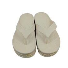 Sandalias Chanclas tipo Pata de Gallo Dama Mujer Con Plataforma Brillos Cómodas Suaves Moda para Baño y Playa - Beis - Ver 6