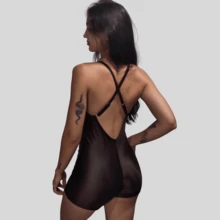 Macaquinho Fitness Sofy –Inspiração Virginia - Alças Reguláveis  - Zero Transparência Treino - Marsala - Visão 6
