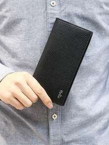 1 件可定制钱包独特时尚简约字母印花轻便手机袋零钱包手拿包旅行必备男士钱包迷你钱包钱包 - 黑色 - 查看 7