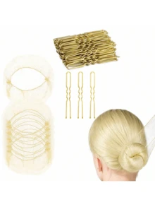 60件套隐形弹力发网及发夹套装，适用于芭蕾舞者制作发髻，以及其他发饰