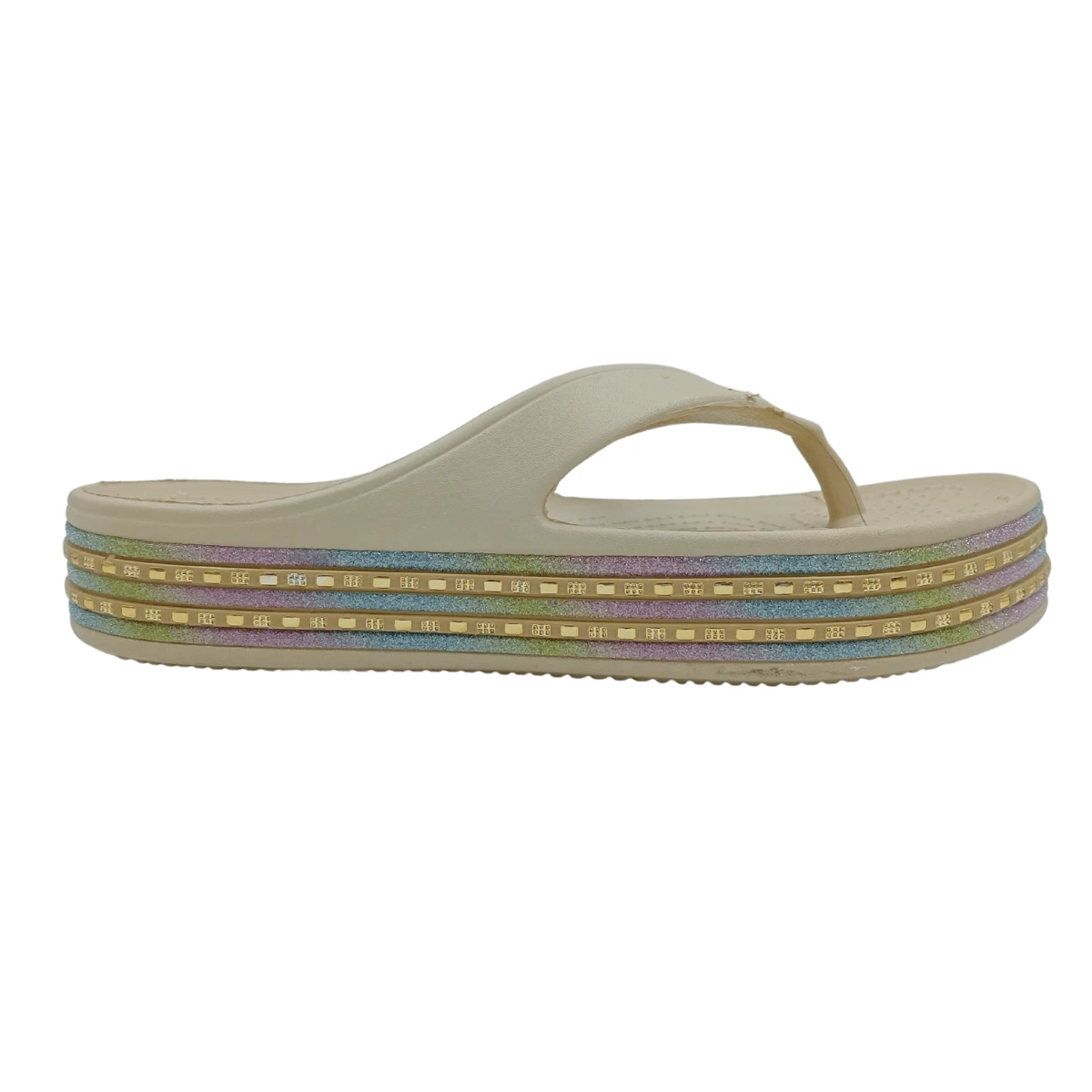 Sandalias Chanclas tipo Pata de Gallo Dama Mujer Con Plataforma Brillos Cómodas Suaves Moda para Baño y Playa