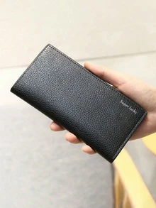 1 件可定制钱包独特时尚简约字母印花轻便手机袋零钱包手拿包旅行必备男士钱包迷你钱包钱包 - 黑色 - 查看 3