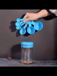 1 套量杯和量勺、塑料刻度粉勺、烘焙量勺、厨房烘焙工具套装 - 彩色 - 查看 6