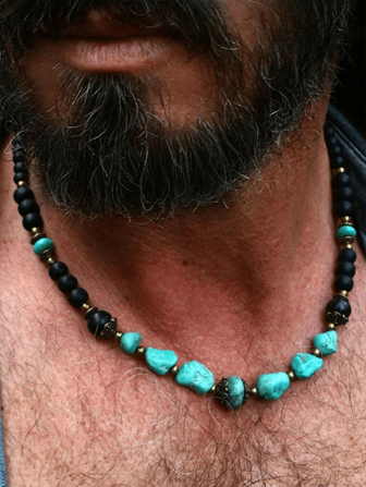 1pc Men's Turquoise Necklace, Surf Punk Style Unique Necklace, Niche Design Hiphop Necklace