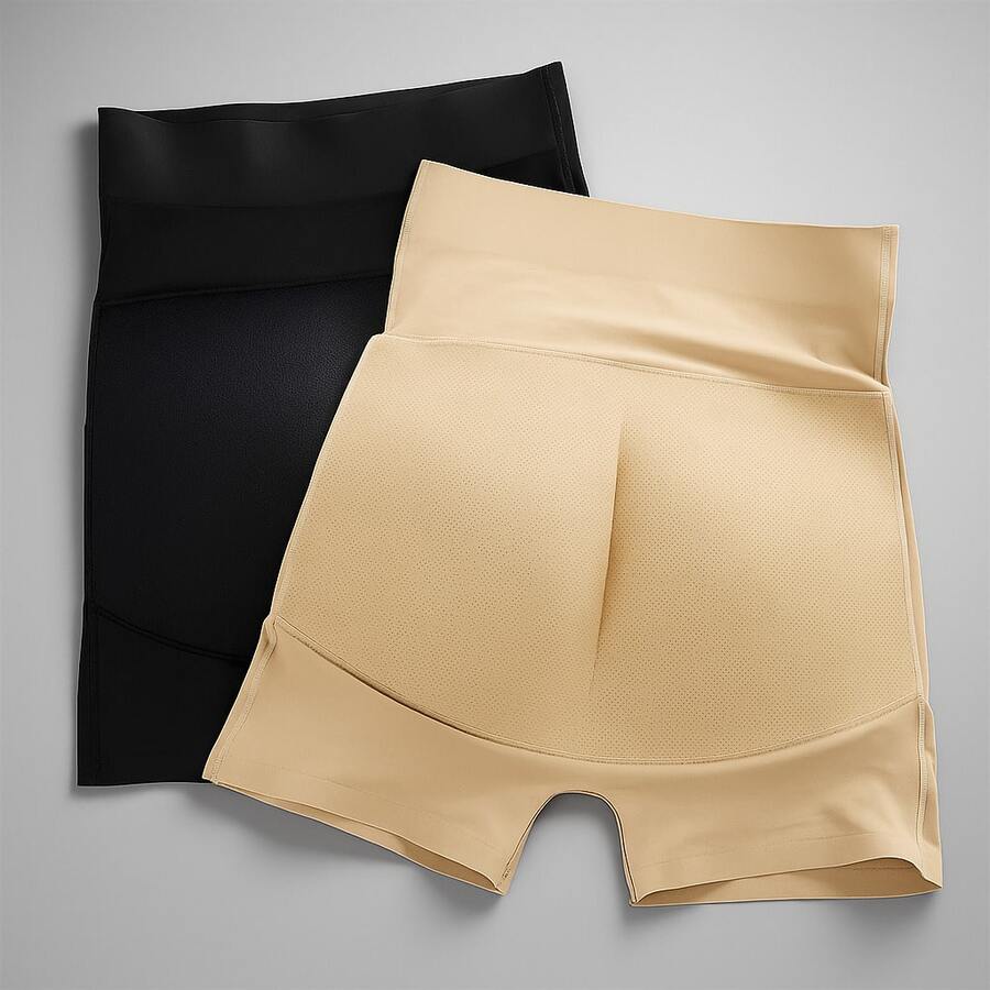 Kit 2 Calcinha Short Modelador Aumenta Bumbum Com Enchimento Cinta Bundex Modeladora Levanta Glúteo Corte a Laser Sem Costura Bunda Perfeita Efeito Natural Bojo - Multicolorido - Visão 1