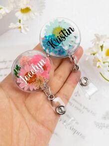 Customized Resin Dried Flower Nursing Badge Reel, Real Flower Badge Scroll, Nursing Gift, Personalized Name Badge Reel, RN Badge Reel Tube, Gift For Nurse, Doctor, Nurse's Day/Thanksgiving Exclusive Gift, A Special Gift For Him