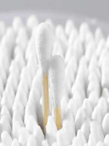 100 piezas/300 piezas/500 piezas Bastoncillos de algodón - Bastoncillos de algodón con palitos de bambú adecuados para el oído - Bastoncillos de algodón dobles con el extremo grueso adecuados para maquillaje y limpieza - Recipientes de plástico transparente para medicamentos (estilo aleatorio)