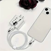 4件套樱桃设计保护壳 适用于Apple 18-20W充电器、数据线保护套 Nan 充电器配件 手机配件