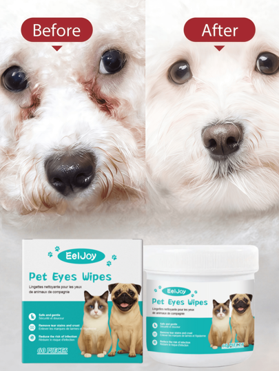 EelJoy Toallitas húmedas para limpiar ojos y oídos de mascotas, limpian suavemente las manchas de lágrimas de las mascotas. Las toallitas húmedas para los ojos y los oídos de gatos y perros no solo pueden limpiar las manchas de lágrimas, sino también limpiar los oídos y otras partes. Mantener el área alrededor de los ojos de su mascota limpia hará que su mascota se vea talla grande enérgica. Eficaz, puede usar a su mascota con talla grande tranquilidad.